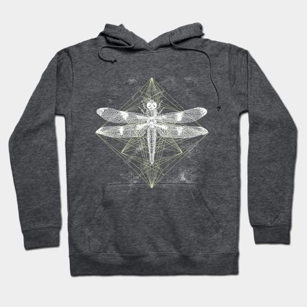 Dragonfly Ornament White Gold Hoodie by Unelmoija